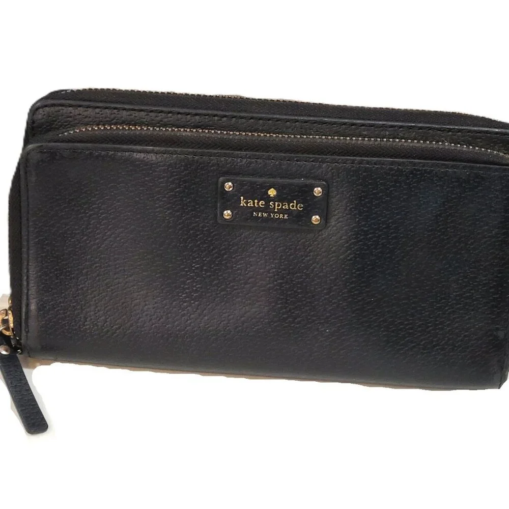 Kate Spade Wallet Zip Around Credit Card Slot Purse Zipper Leather - Picture 12 of 12